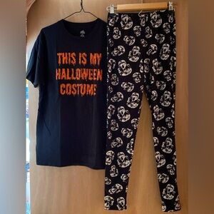 Halloween short sleeve T-shirt, and skull leggings